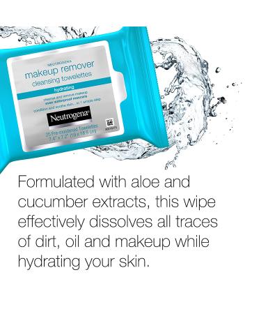 Neutrogena Hydrating Makeup Remover Wipes - 25ct Pack | Alcohol-Free Facial Cleansing Towelettes for Conditioning Skin, Removing Makeup & Waterproof Mascara - Buy Online on GoSupps.com