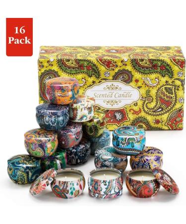 Buy Scented Candles Gift Set - Natural Soy Wax Travel Tin Candles for Women | 16 Pack Essential Oils for Stress Relief & Aromatherapy - Buy Online on GoSupps.com