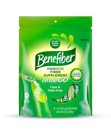 Benefiber On The Go Prebiotic Fiber Supplement Powder for Digestive Health Daily Fiber Unflavored - 72 Sticks