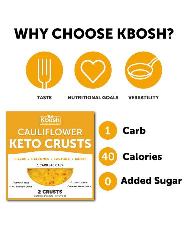 Kbosh Keto Crusts - #1 Cauliflower Keto Pizza Crust - Delicious, Sugar-Free & Low Carb - 1g Carb, 40 Cals - Keto-Friendly Recipes - 4 Packs, 8 Crusts - Buy Online on GoSupps.com