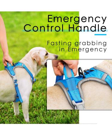 Thinkpet XL Blue Anti-Pull Dog Harness with Handle - Adjustable & Reflective Breathable Design (1 Pack) for Easy Control - No Choking - Buy Online on GoSupps.com