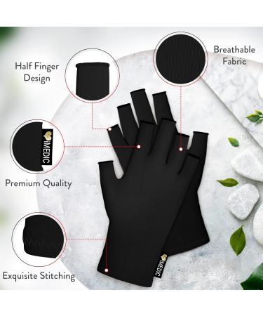 iMedic Arthritis Gloves Women & Men - 1 Pair Of Medium Compression Gloves To Provide Warmth - Fingerless Gloves Women & Men - Fingerless Gloves Arthritis Pain Relief - Black Medium Black - Buy Online on GoSupps.com