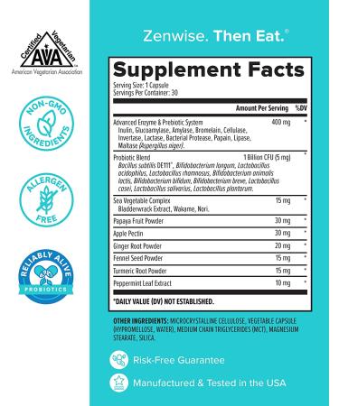 Zenwise Health Digestive Enzymes with Pre & Probiotics - 30 Vegetarian Capsules for Gut Health - Buy Online on GoSupps.com