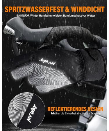Winter Bicycle Gloves with 3M Thinsulate Insulation | Waterproof Touch Screen Ski Gloves for Men & Women | Anti-Slip Full Finger Cycling & Driving Gloves Black - Buy Online on GoSupps.com