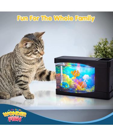 Artificial Fish Tank Virtual Ocean Toy | Mini Desk Aquarium with LED Lights and Moving Fish | Colorful Backgrounds | Kids Gift - Buy Online on GoSupps.com