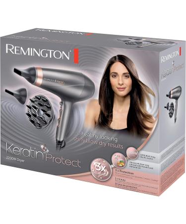 Remington AC8820 Hair Dryer - 2200W 150km/h Keratin & Almond Oil Infused Anti-Frizz Ion Care 3 Styling Attachments - International Shipping Available - Buy Online on GoSupps.com