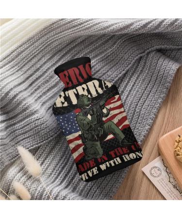 America Hot Water Bottle with Plush Cover - Hand Warmer for Adults & Children (26.5x15.3cm) | International Shipping Available - Buy Online on GoSupps.com