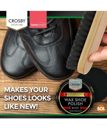 2pk Shoe Brush Set & 3 Black Shoe Polish Kit | Leather Shoe Care Set with Brushes | Black Boot Polish and Wax for Shoes - Buy Online on GoSupps.com