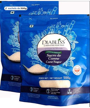 Diabliss Unique real cane sugar health for everyone Recommended for diabetics gestational diabetes overweight and all diets Excellent for health For cooking pastries pastries 1 kg 2 x 500 g - Buy Online on GoSupps.com