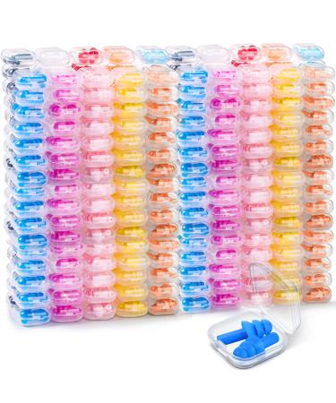 300 Pairs Ear Plugs Bulk for Sleeping Noise Cancelling Swimming Shooting Concerts Snoring 10 Assorted Colors with Carry Cases Reusable Silicone Earplugs Soft Ear Plugs