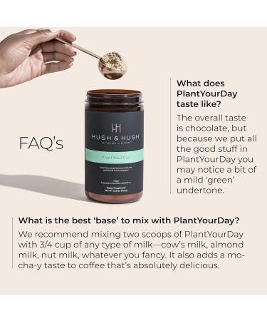 Buy Hush & Hush PlantYourDay Vegan Super Greens | Pea Protein Powder Broccoli Fiber Probiotics - Gluten Free Superfood 14.18 oz - Buy Online on GoSupps.com