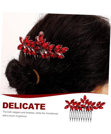 Beatifufu Bridal Headwear Rhinestone Hair Combs Hair Comb Clips Bridal Hair Comb Hair Side Combs Hair Combs for Women Decorative Bridal Hair Accessories Decorative Hair Combs Red Rhinestones - Buy Online on GoSupps.com