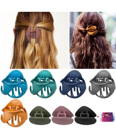 EAONE 8 Color Hair Clips for Women, Non-slip Claw Hair Clips Stylish Hair Clamps Hair Clip for Thick/Thin Hair Women and Girls with Box Packaged 8 Matte Color Croup-Blue