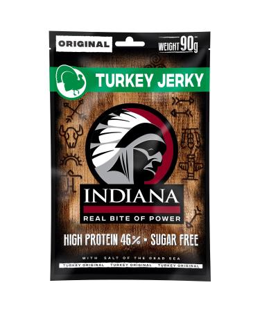Indiana Beef Jerky - High Protein Dried Meat Snack | No Added Sugar | 18g - 10 x 90g Turkey Jerky - Buy Online on GoSupps.com
