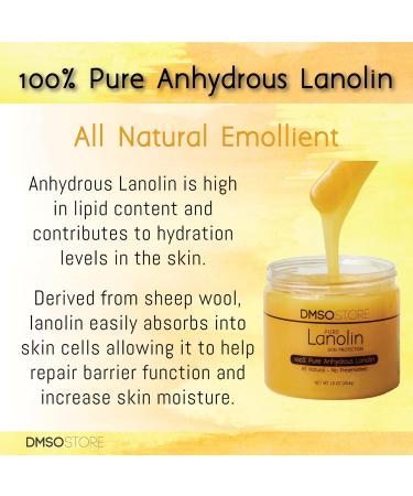 Lanolin 8 oz. Pure Unrefined 100% USP grade. Skin protectorate and moisturizer that delivers deep hydration and nourishment excellent as a nipple cream. Made by DMSOStore - Buy Online on GoSupps.com