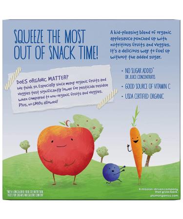 Plum Organics Blueberry Carrot Mashups Applesauce Pouches | 3.17 oz | Bundle of 6 Boxes | Organic Squeeze for Kids & Toddlers - Buy Online on GoSupps.com
