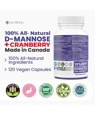 Fast-Acting D-Mannose with Cranberry Pills for UTI Treatment Bladder and Urinary Tract Support 1000mg per Serving Cranberry Supplement Dandelion Extract & Hibiscus Powder 120 Capsules 120 count (Pack of 1) - Buy Online on GoSupps.com