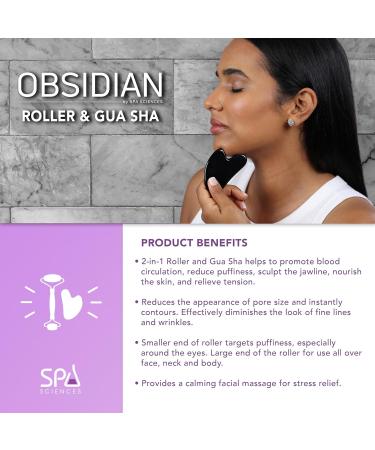 SPA SCIENCES Obsidian Roller & Gua Sha Set | Black Obsidian Stone Facial Contouring | Best Price & Fast International Shipping - Buy Online on GoSupps.com