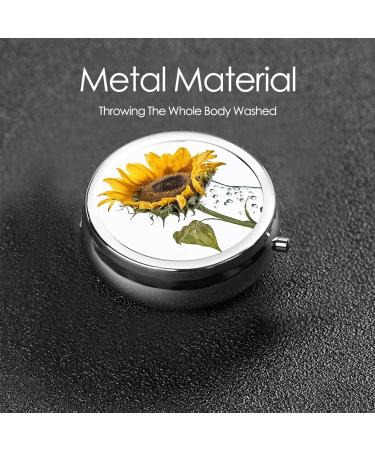 Bloom Sunflowers Mini Round Pill Box | 3 Compartment Organizer | Portable Travel Case for Home & Office - Buy Online on GoSupps.com