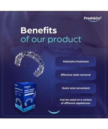 Fresh & Go Retainer Cleaning Tablets | Fresh Mint Clean Brite Stain-Free | Eliminates Odour | Suitable for Dentures Mouth Guards Retainers Aligners | 3 Month Supply | 96 Tablets 96 Tablets (3 Months) - Buy Online on GoSupps.com