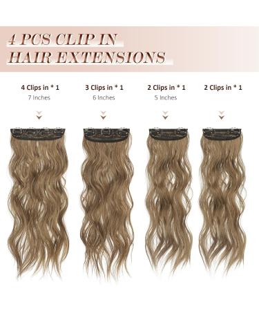 Feshfen Clip-In Extensions | 4PC Synthetic Wavy Hair Extensions (Brown & Blonde 50 cm) - Effortless Volume & Style for Women - Buy Online on GoSupps.com