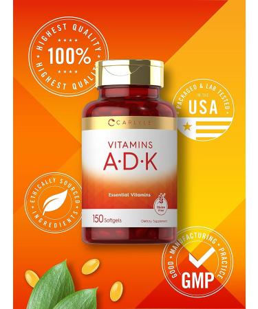 Carlyle Vitamin ADK | 150 Softgels | Non-GMO Gluten Free Supplement - Buy Online on GoSupps.com