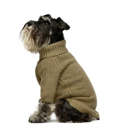 Fitwarm Thermal Knitted Dog Sweater Doggy Winter Coat Pet Clothes Doggie Turtleneck Jacket Puppy Outfits Cat Sweatshirt Long Sleeve Medium Sage Green