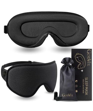3D Sleep Eye Mask Blackout Sleeping Mask Sleep Mask for Men/Women Luxury Face Mask Noise-Blocking Ear Plugs and Cover Airplane Travel Essentials Black.