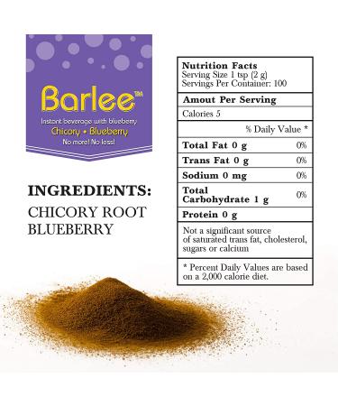 BARLEE Blueberry Chicory Root Powder Coffee Alternative - 2 Pack (14.1 OZ) Caffeine-Free Instant Chicory Coffee Substitute - Sugar-Free Beverage Blend - Buy Online on GoSupps.com