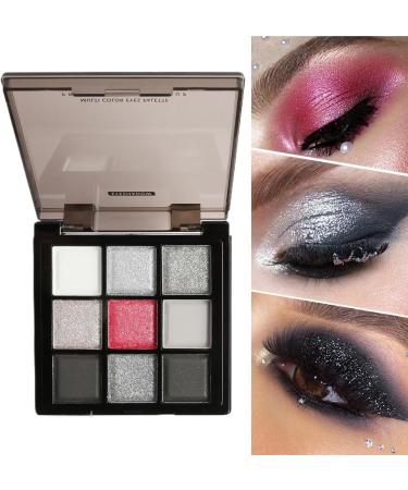 Silver Grey Eyeshadow Palette - Dark Shimmer Hue Rich Pigment Powder Silky Blend Formula Sparkling Metallic Glow | 9 Colors Eye Makeup Long Lasting - Buy Online on GoSupps.com