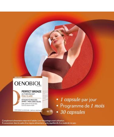Oenobiol Perfect Bronze Self-Tanning Light Skin - Effective From the 1st Month Without Sun - Concentration of 5 Pigments 100% Plant Origin - Food Supplement 30 Capsules - 1 Month Program - Buy Online on GoSupps.com