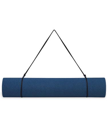 Gaiam Essentials Premium Yoga Mat with Carrier Sling - 72 L x 24 W x 1/4 Thick - Navy - Buy Online on GoSupps.com