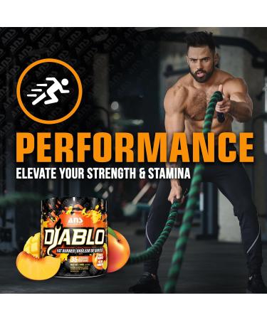 ANS Performance Diablo (35 Servings 4.9 oz) - Energy Powder for Elevated Strength & Stamina - With Added Kinetq Garcinia L Carnitine - Thermogenic Formula - Delicious Flavours (Peach Mango) - Buy Online on GoSupps.com