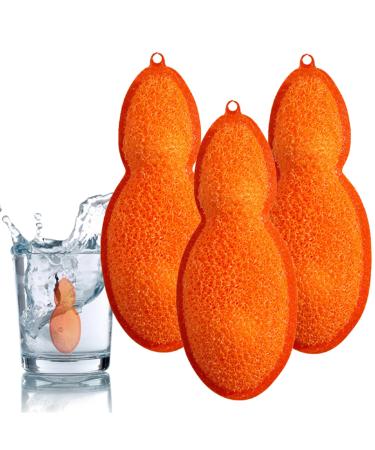 Bottle Brushes Magical Bottle Cleaning Beans 3Pcs Reusable Bottle Cleaning Beans Pea-Shaped Water Bottle Cleaner Sponges for Bottle Internal Cleaning Orange