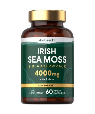Irish Sea Moss and Bladderwrack Capsules 4000mg | 60 Capsules | Complex with Iodine | by Horbaach