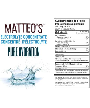 Matteo's Sugar-Free Hydration Concentrate - Electrolyte Drink for Quick Rehydration & Endurance Ideal for Workouts Travel Heat & Sun Delicious with Vitamins & Nutrients Plain Flavor 750ml 1-pack 750 ml (Pack of 1) - Buy Online on GoSupps.com