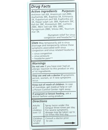 Liddell Sinus Congestion & Headache Spray 1oz - Fast Relief Homeopathic Formula - Buy Online on GoSupps.com