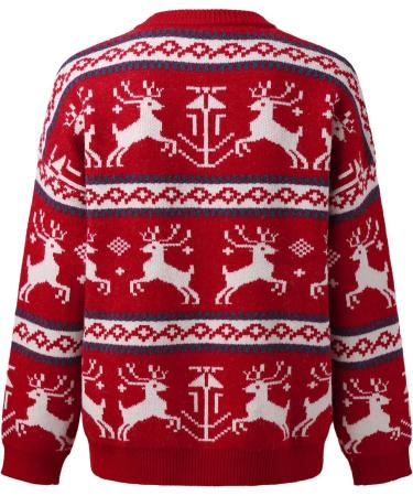 Unisex Ugly Christmas Sweater with Reindeer Pattern - Cozy Long-Arm Knit Hoody for Women & Men - Perfect Winter Holiday Fashion - Buy Online on GoSupps.com