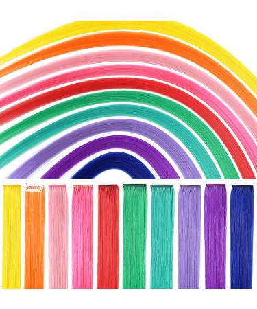 Zhaowei 9-Piece Multi-Color Clip-In Hair Extensions | Princess Rainbow Highlights Synthetic Hair for Parties - Buy Online on GoSupps.com