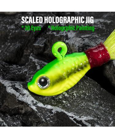 Dr.Fish Bucktail Jig Fluke Lure - 3 Pack Saltwater/Freshwater Hair Jig for Surf Fishing, Bass, Flounder, Striper - 1/2oz White Chartreuse Red & White - Buy Online on GoSupps.com