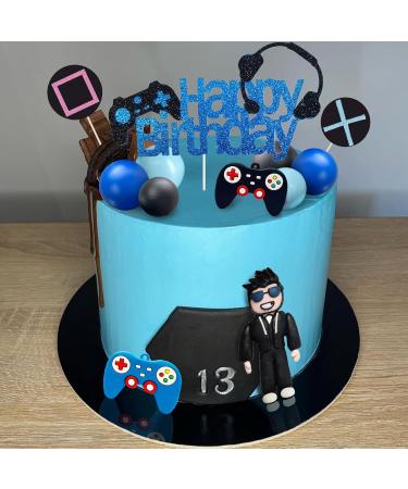 Video Game Cake Toppers Gamer Cake Decoration Game Controller Blue Black Ball Cake Toppers for Game Theme Party Man Boy Birthday Party Supplies (Style 1) - Buy Online on GoSupps.com