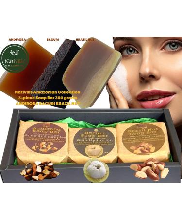 Nativilis Amazonian Collection 3-piece Soap Bar 300 grams ANDIROBA BACURI BRAZIL NUT Natural Vegan Emollient Face Skin Body Soap Moisturises No Chemicals Additives Colours or Lauryl Copaiba Properties - Buy Online on GoSupps.com