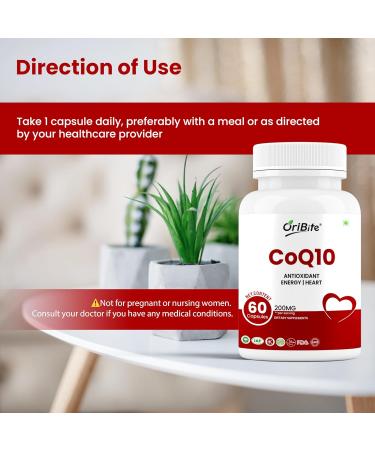 ORIBITE CoQ10 200mg 60 Veggie Capsules | Coenzyme Q10 Supplement for Cellular Energy & Heart Support | Antioxidant Support Formula | Ubiquinone Dietary Supplement - Buy Online on GoSupps.com