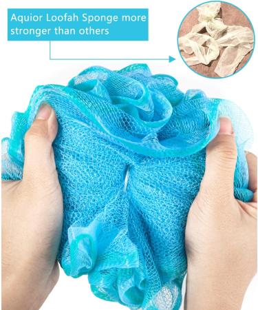 Aquior Shower Puff Loofahs Bath Sponge 60g/PCS - Extra Large Mesh Pouf for Big Full Lather - Green Blue Style01 - Buy Online on GoSupps.com