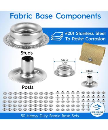 Marine Grade Stainless Steel Snap Button Kit - 228 Piece Set for DIY Canvas, Leather, and Upholstery Repair | Snap Tools and Fabric Base Components Included - Buy Online on GoSupps.com