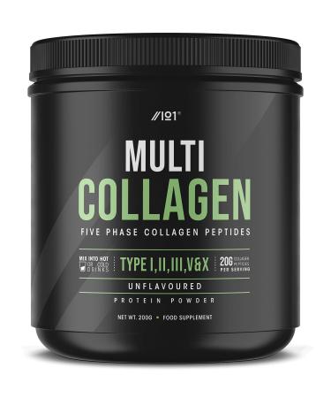 Multi Collagen Protein Powder (200g) - Types I II III V & X - Hydrolyzed Grass Fed Bovine Wild Caught Fish & Free-Range Chicken & Eggshell Collagen. Non-GMO Halal. 200 g (Pack of 1)