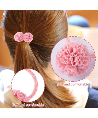 PAGOW 30pcs Baby Toddler Flower Ball Hair Ties for Girls in Multicolor - No-metal Stretchy Ponytail Holders (Korean Pink Blue Green Off-white Yellow) - Buy Online on GoSupps.com