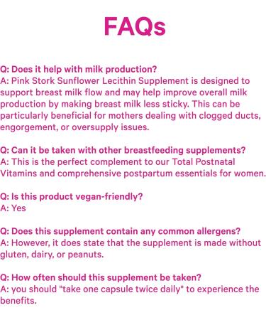 Pink Stork Sunflower Lecithin Supplement - 1200 mg for Clogged Milk Ducts - Breastfeeding Essentials for Postpartum Moms - Supports Breast Milk Flow - 60 Softgels - Buy Online on GoSupps.com