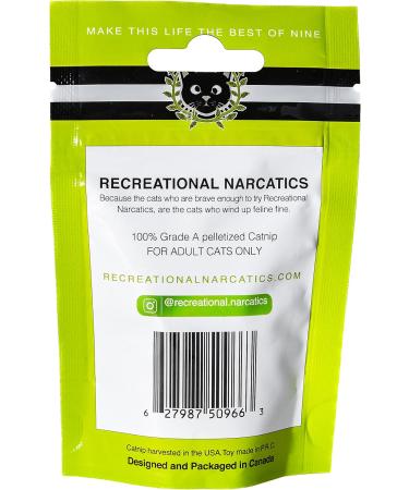 Recreational Narcatics All Natural Pelletized Catnip +Toy Fine Nepeta Cataria Stimulates Excites and Boosts Curiosity Benefits Play and Reduces Anxiety in Cats - Buy Online on GoSupps.com