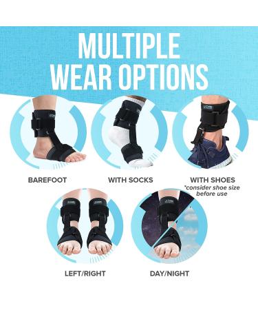 JJ CARE AFO Foot Drop Brace - Unisex Adjustable Ankle Brace for Improved Walking Gait and Achilles Tendon Pain Relief - Black - Buy Online on GoSupps.com
